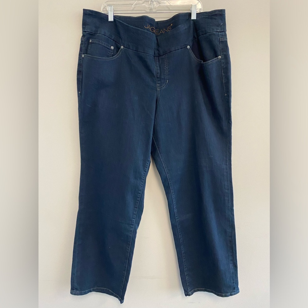 JAG Peri Pull On Mid Rise High Stretch Straight Jeans—24 Plus Size